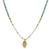 La Maison Necklaces | Boho Betty Lieu Turquoise Healing Hand Gold Necklace - La Maison