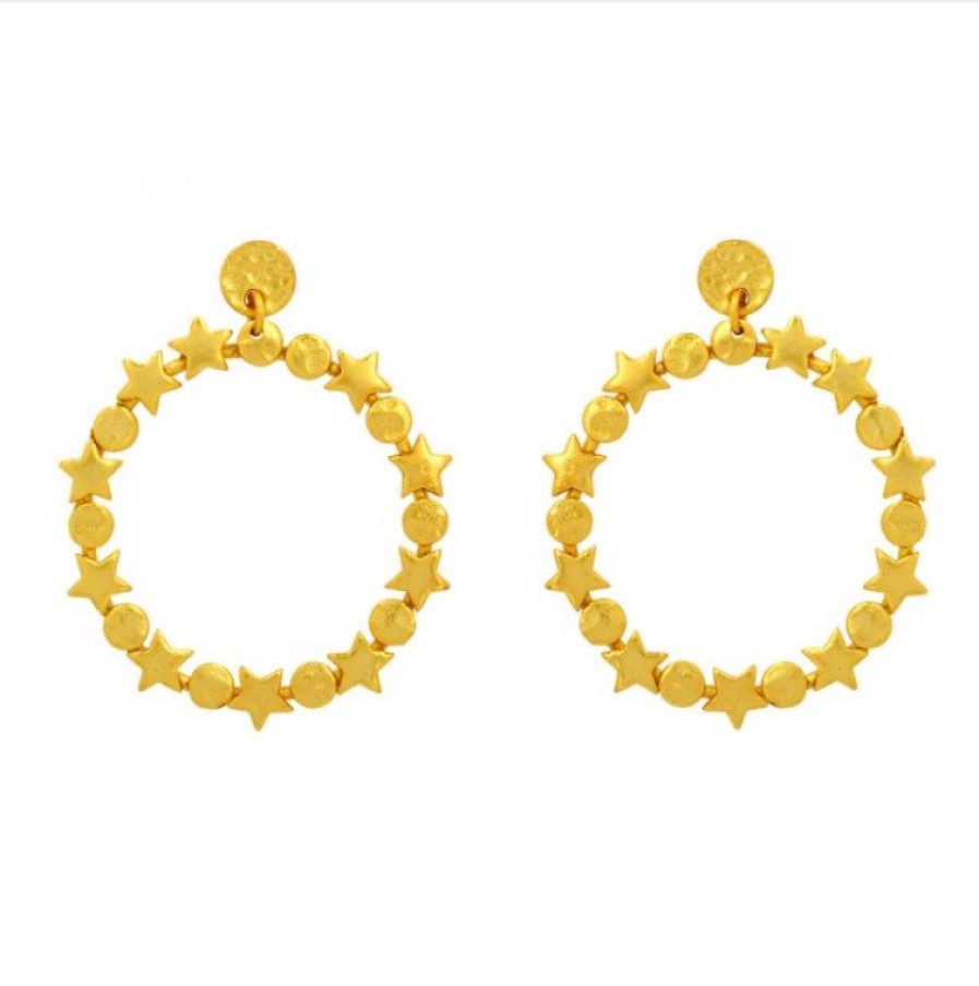 La Maison Earrings | Star Circle Large Earrings Gold - La Maison