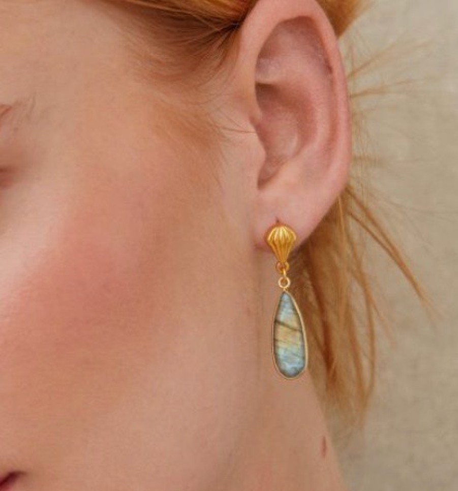 La Maison Earrings | Aria Labradorite Stud Earrings - La Maison