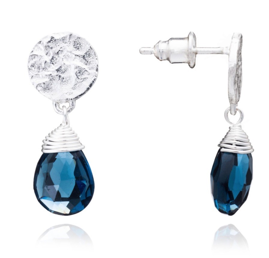 La Maison Earrings | Azuni Classic Drop Athena Earrings - Silver Lolite - La Maison