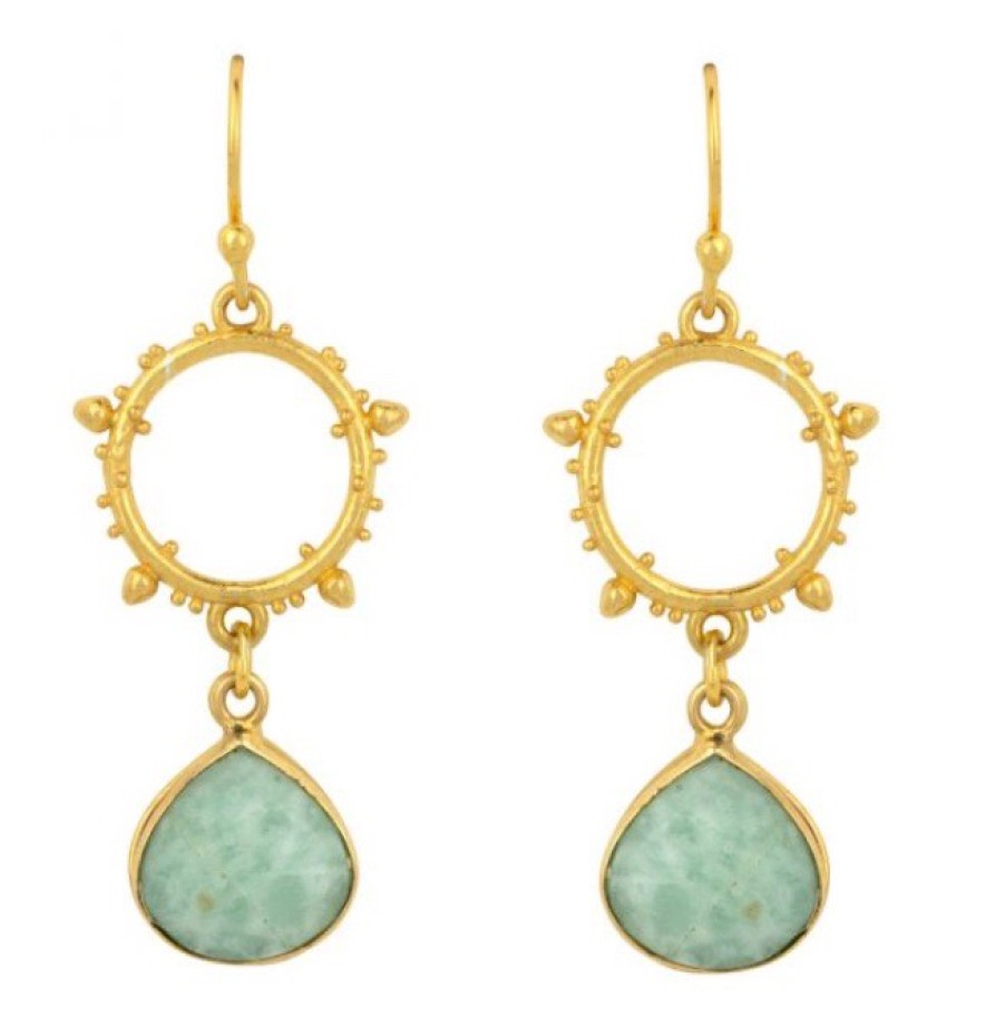 La Maison Earrings | Allegra Earrings With Amazonite Drop Stone - La Maison