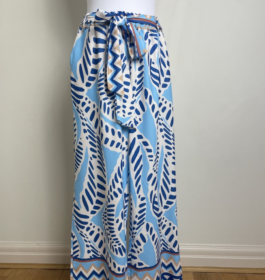 La Maison Trousers | Blue Print Wide Leg Trousers (Shirt To Match Available) - La Maison