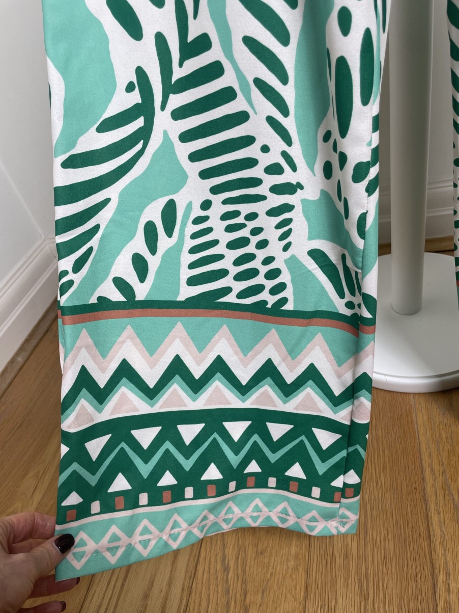 La Maison Trousers | Green Print Wide Leg Trousers - La Maison