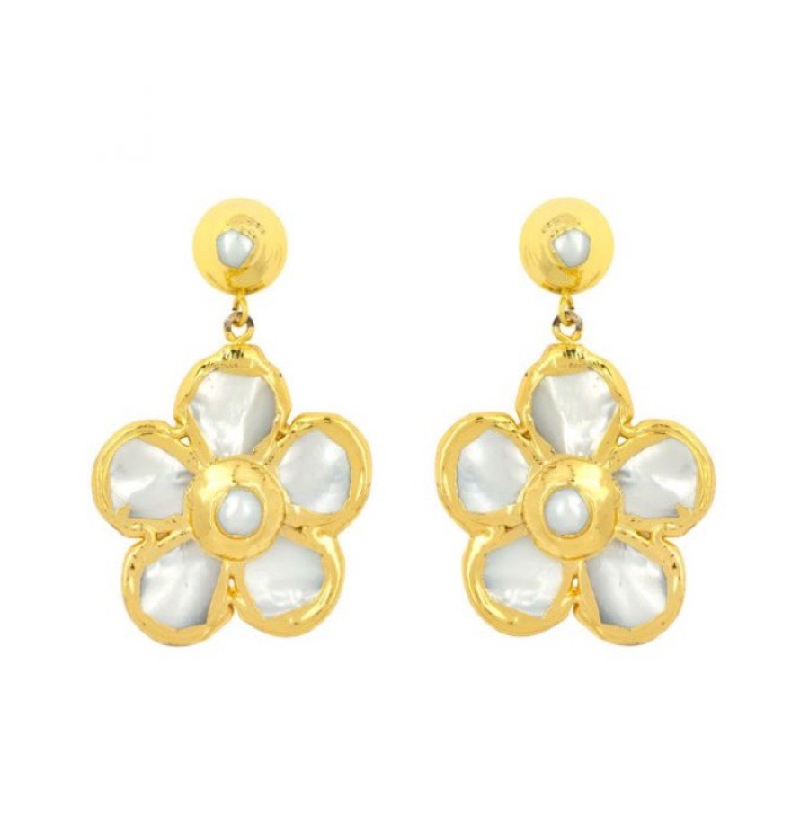 La Maison Earrings | Fiore Mother Of Pearl Floral Earrings - La Maison