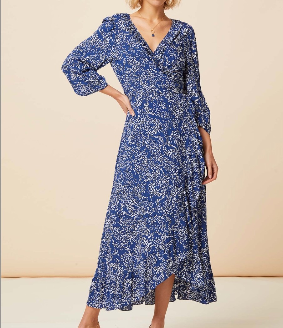 La Maison Dresses And Skirts | Aspiga Navy & White Demi Wrap Dress - La Maison