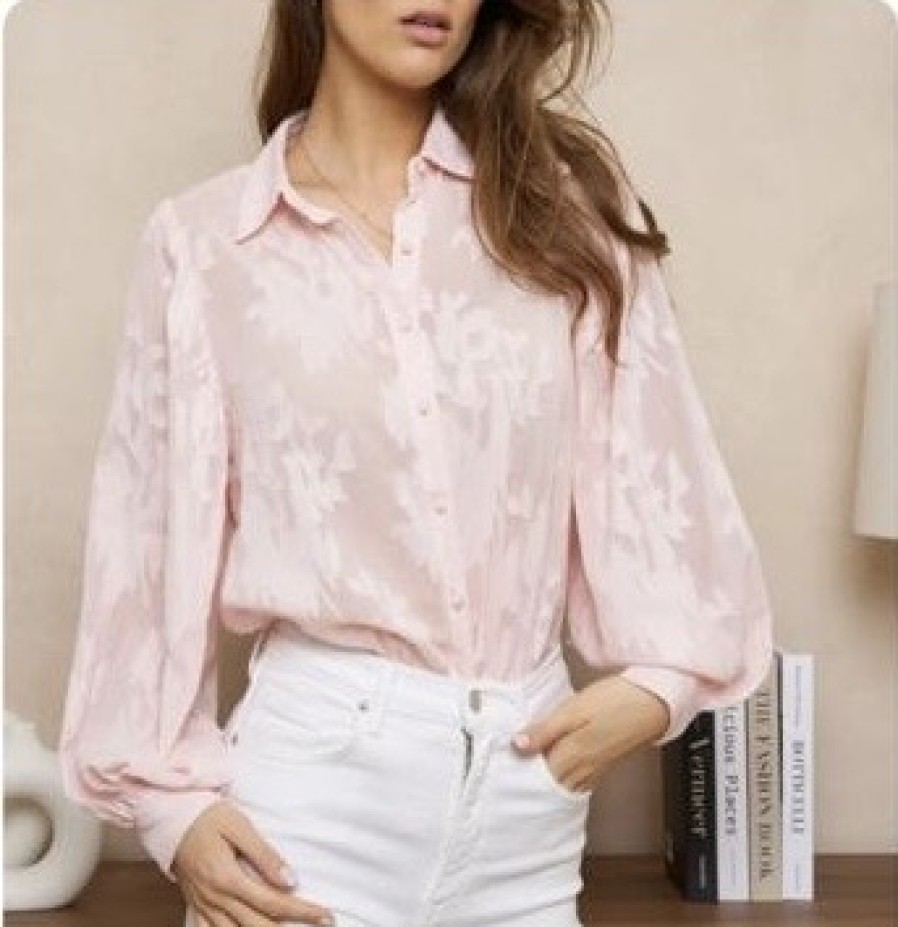 La Maison Blouses And Tops | Pink Balloon Sleeve Shirt - La Maison