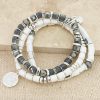 La Maison Bracelets | Silver And Grey Bead Multi Layer Stretch Bracelet - La Maison