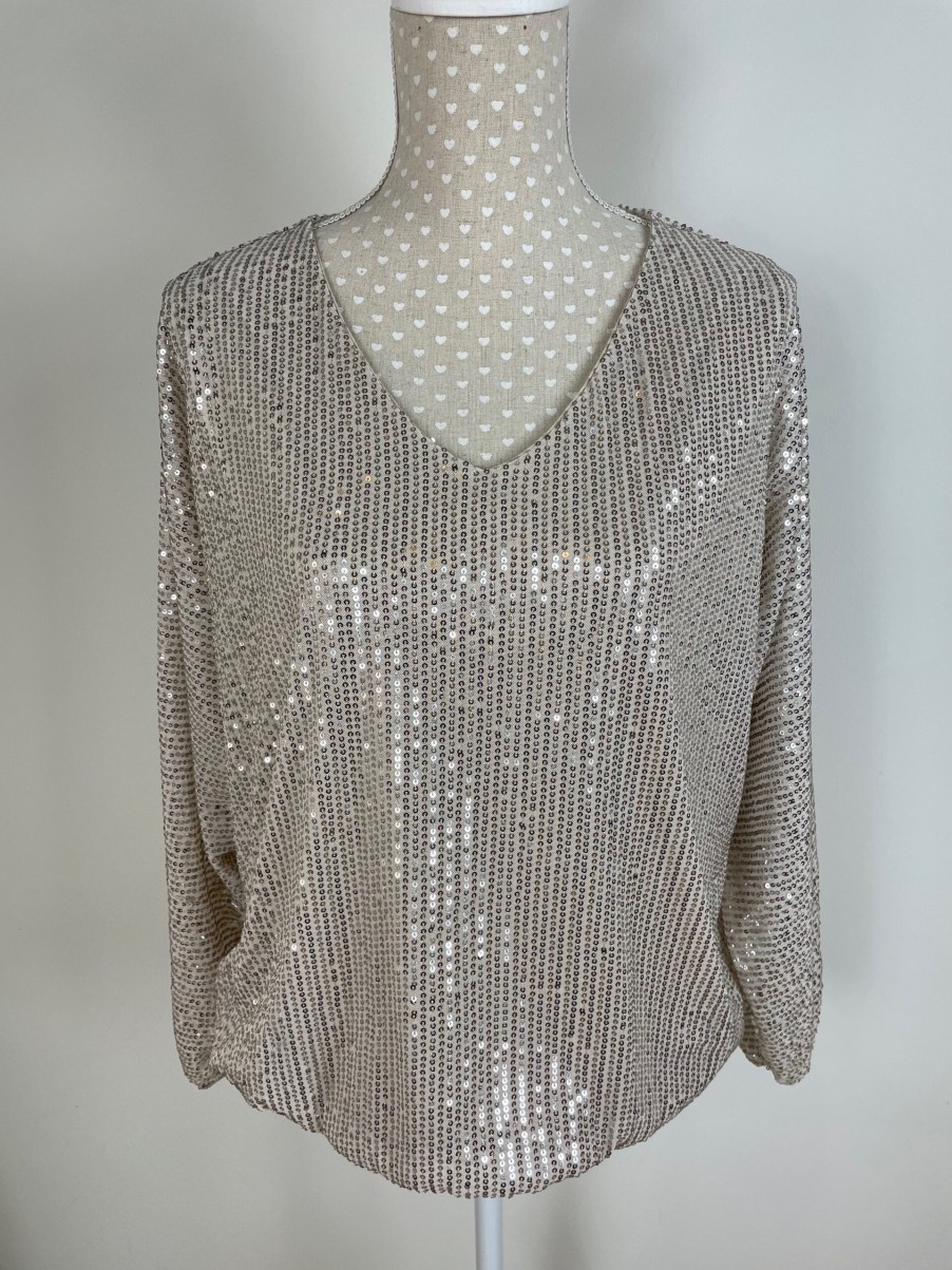 La Maison Blouses And Tops | Sequin V-Neck Long Sleeved Top - La Maison