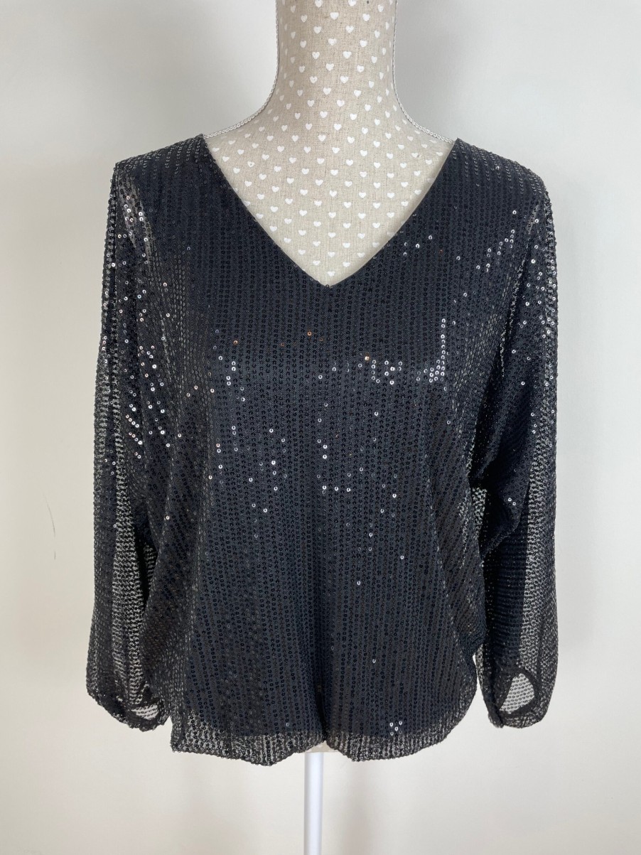 La Maison Blouses And Tops | Sequin V-Neck Long Sleeved Top - La Maison