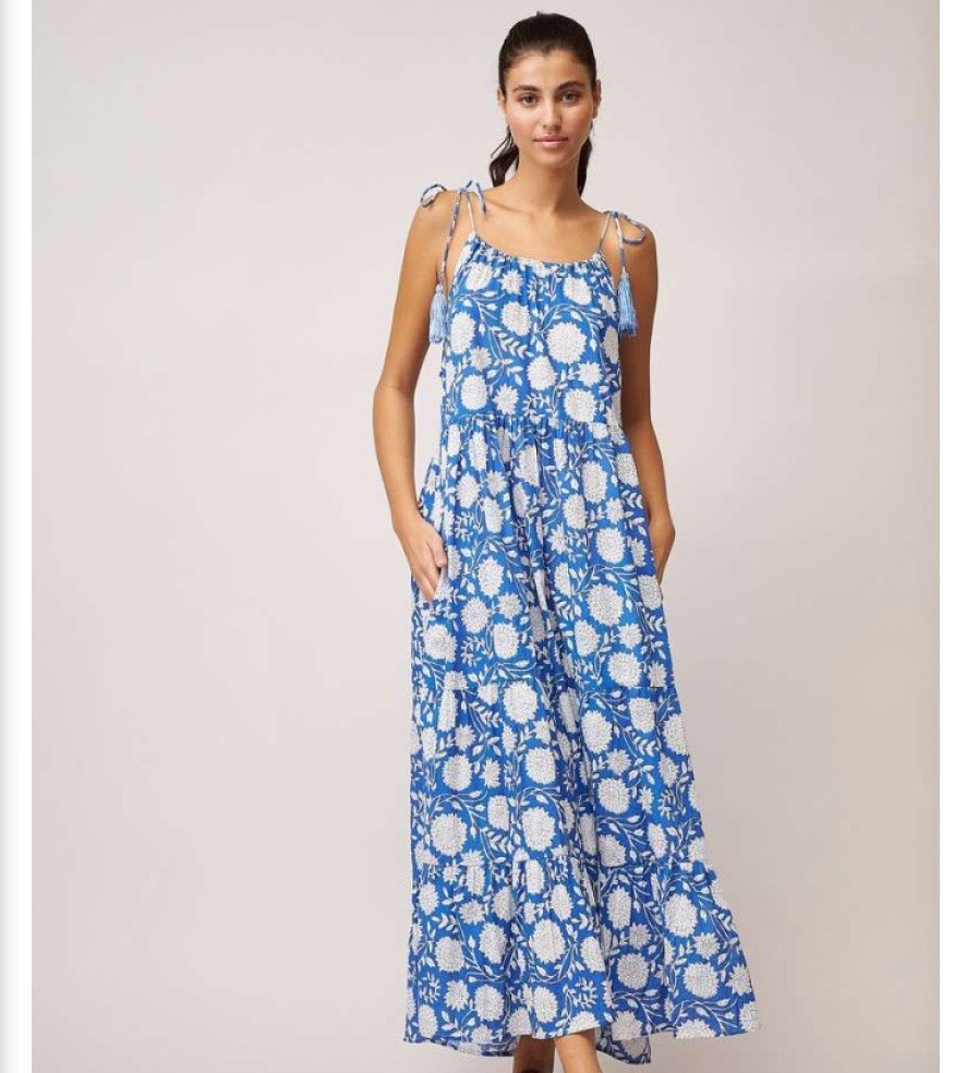 La Maison Dresses And Skirts | Dream Gulag Blue Shoulder Tie Maxi Dress - La Maison