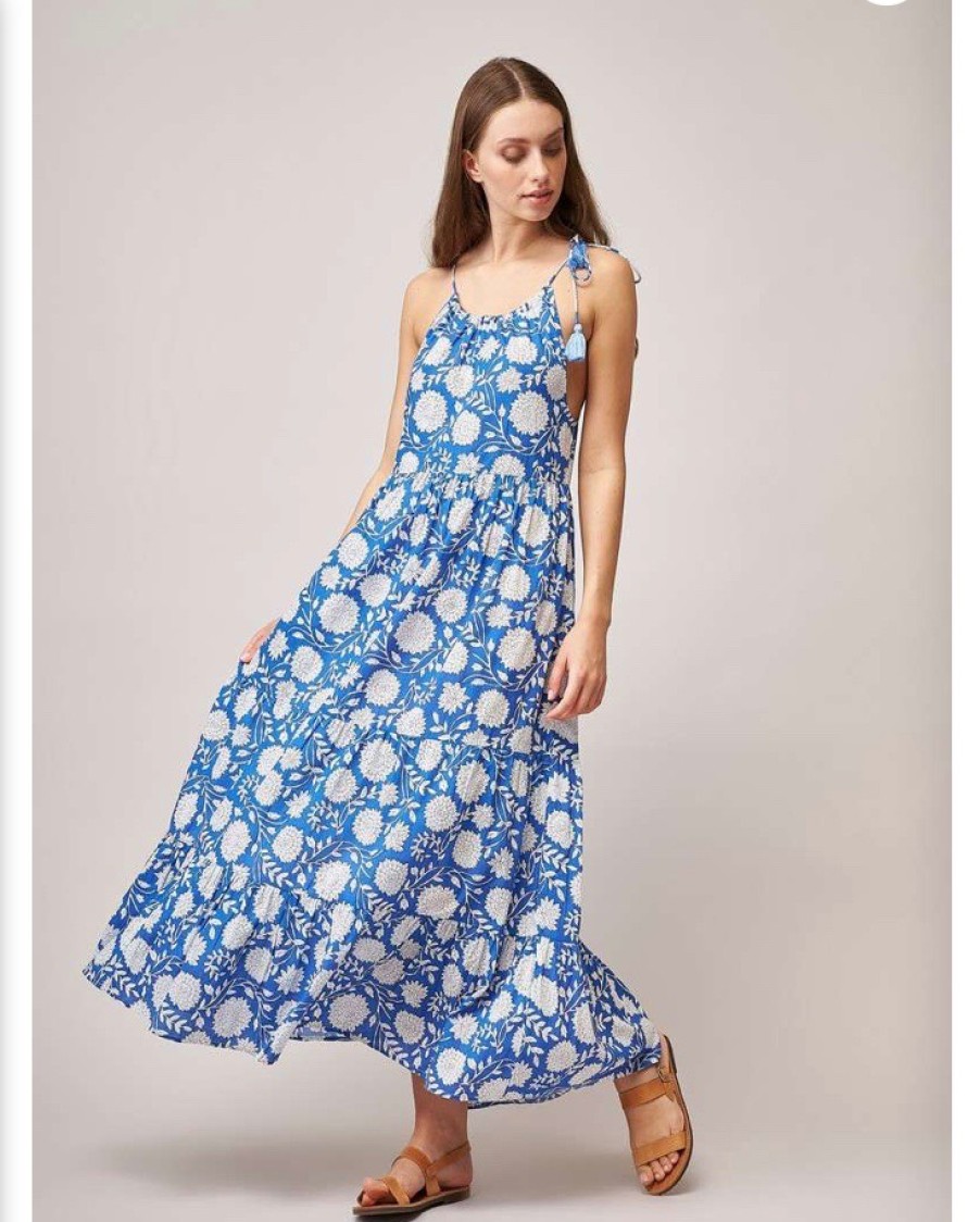 La Maison Dresses And Skirts | Dream Gulag Blue Shoulder Tie Maxi Dress - La Maison