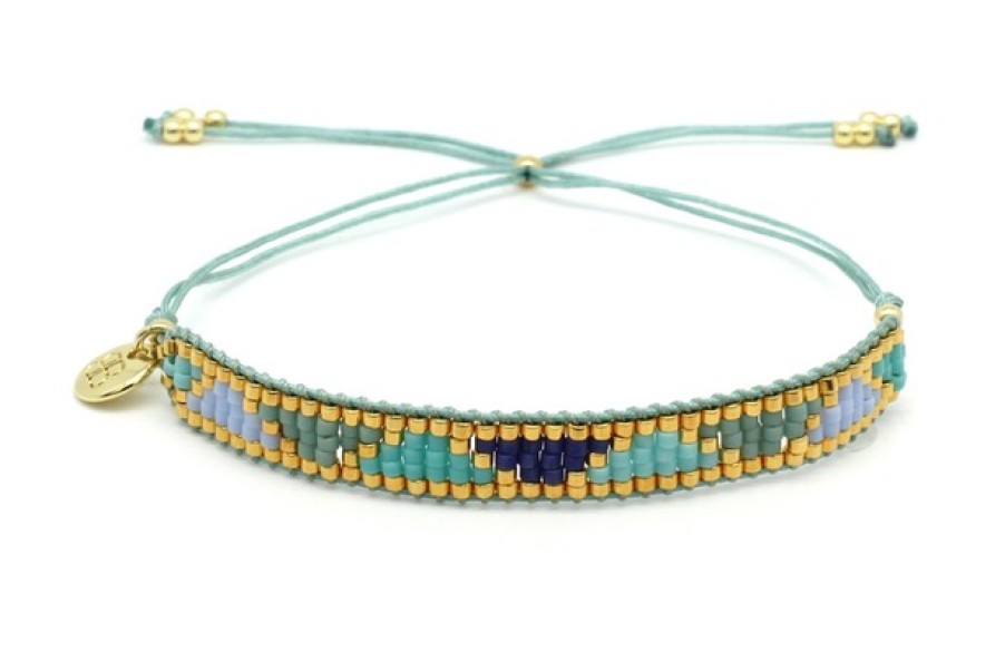 La Maison Bracelets | Venus Point Blue & Gold Beaded Bracelet - La Maison