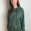 La Maison Knitwear | Double Diamante Heart Khaki Hoodie - La Maison