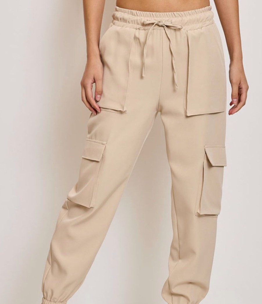 La Maison Trousers | Cream Jogger Style Cargo Trousers - La Maison Acid-Green