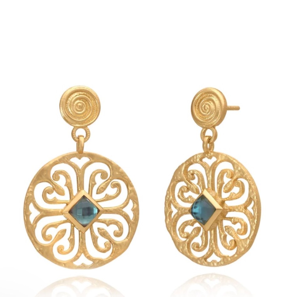 La Maison Earrings | Azuni Olympia Fancy Large Disc Statement Earrings - La Maison