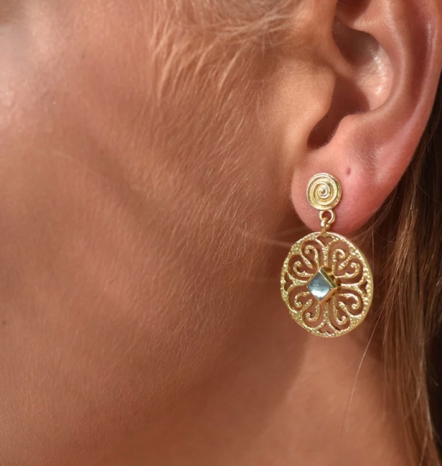 La Maison Earrings | Azuni Olympia Fancy Large Disc Statement Earrings - La Maison