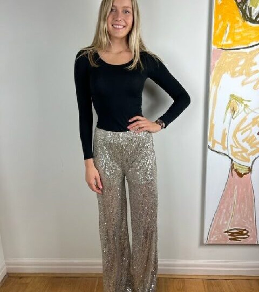 La Maison Trousers | Sequin Wide Leg Trousers - Sized - La Maison