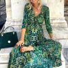 La Maison Dresses And Skirts | Sophia Alexia Emerald Leopard Ruffle Wrap Dress - La Maison