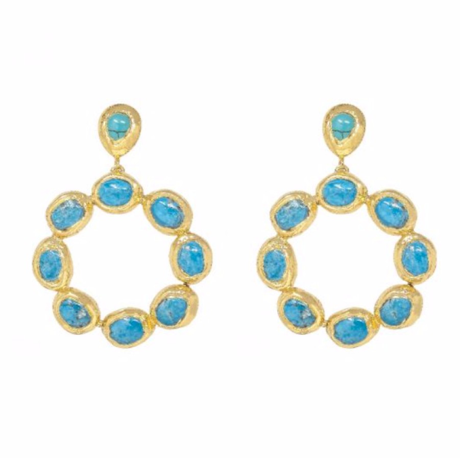 La Maison Earrings | Wanda Hoop Earrings In Turquoise - La Maison