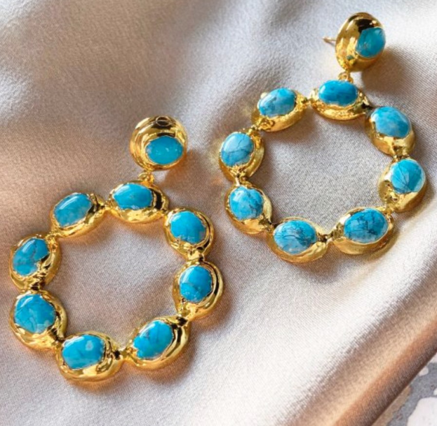 La Maison Earrings | Wanda Hoop Earrings In Turquoise - La Maison