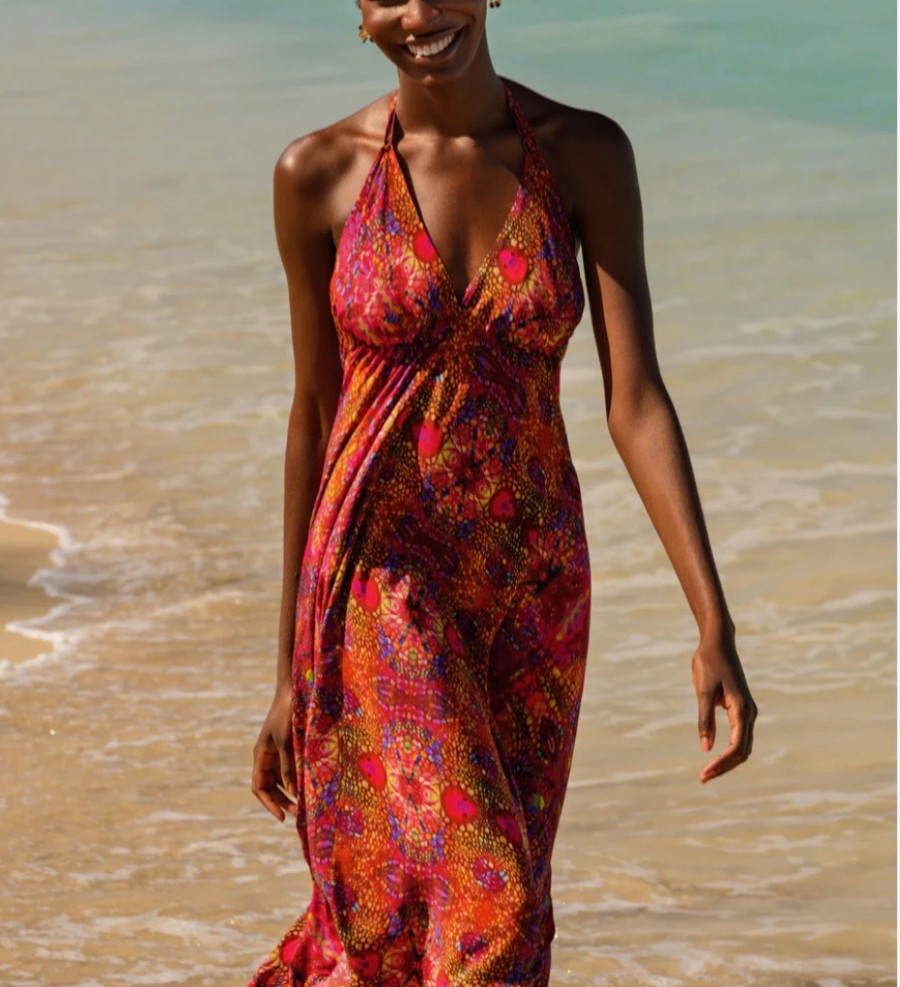 La Maison Dresses And Skirts | Sophia Alexia Ruby Iguana Silk Ibiza Dress - La Maison