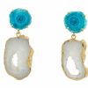 La Maison Earrings | Sky Blue Solar Quartz White Agate Summer Love Statement Earrings - La Maison