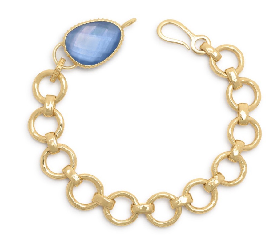 La Maison Bracelets | Azuni Odyssey Chunky Chain Bracelet With Irregular Stone In Or La Maison