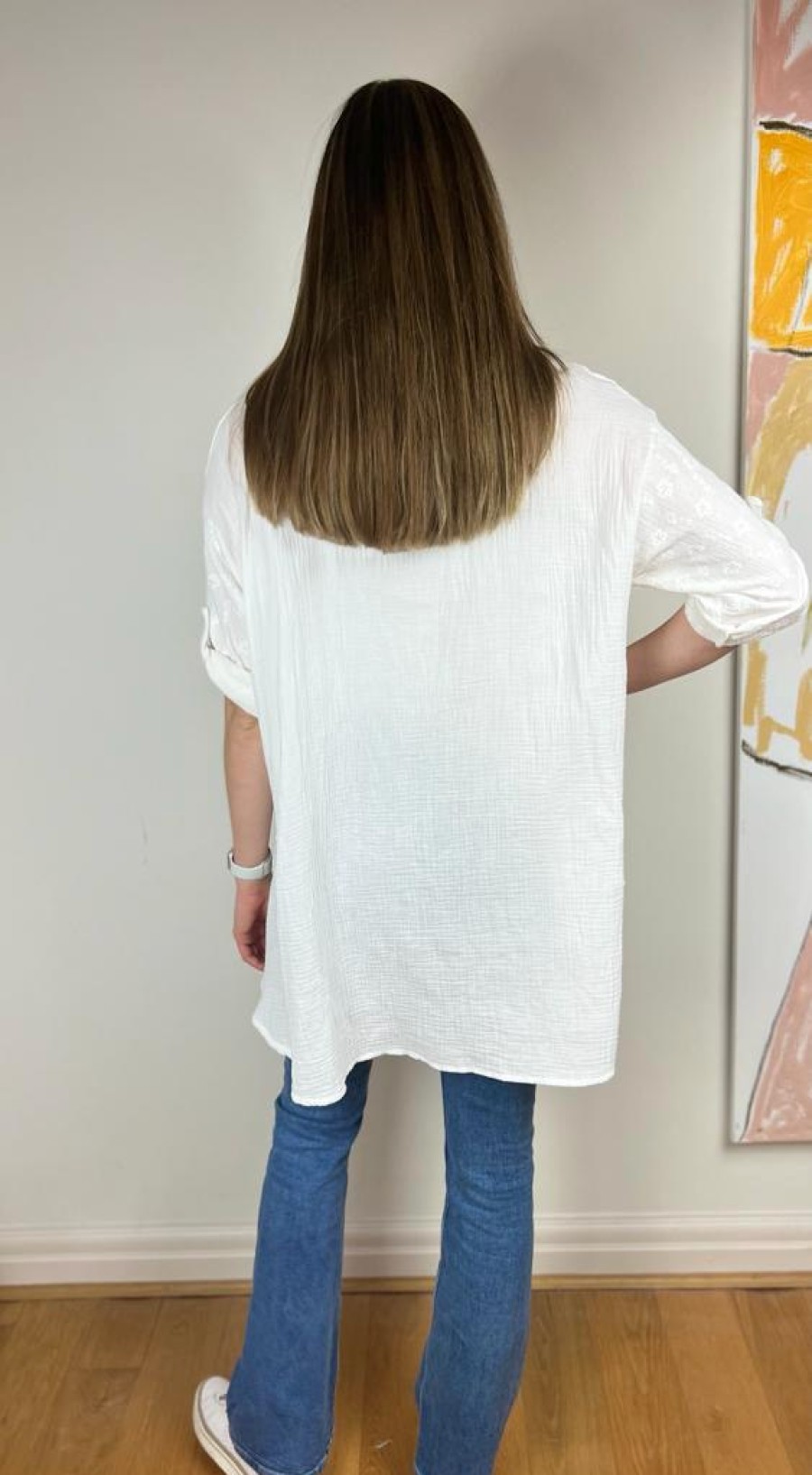 La Maison Blouses And Tops | White Long Cotton Shirt - La Maison