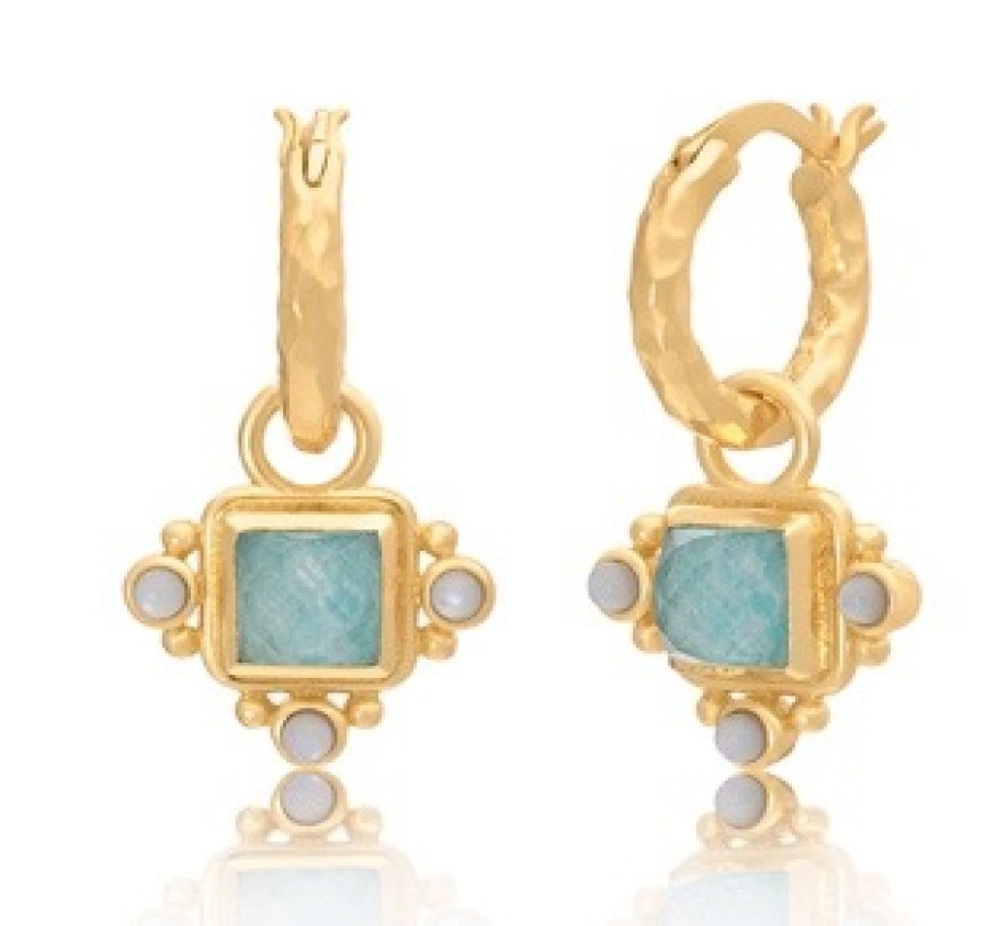 La Maison Earrings | Azuni Helena Hoop And Charm Stone Earring - 3 Options - La Maison