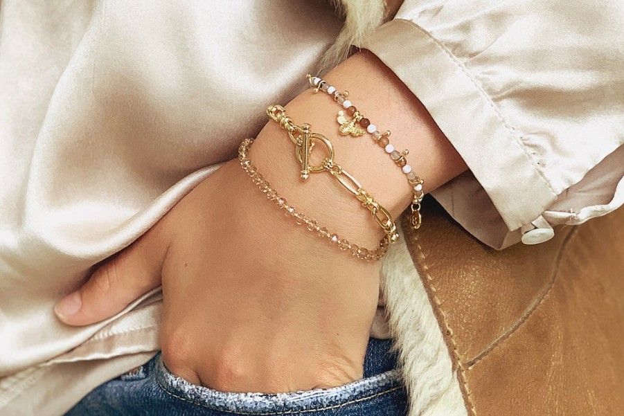 La Maison Bracelets | Boho Betty Dofida Gold T-Bar Chain Bracelet - La Maison