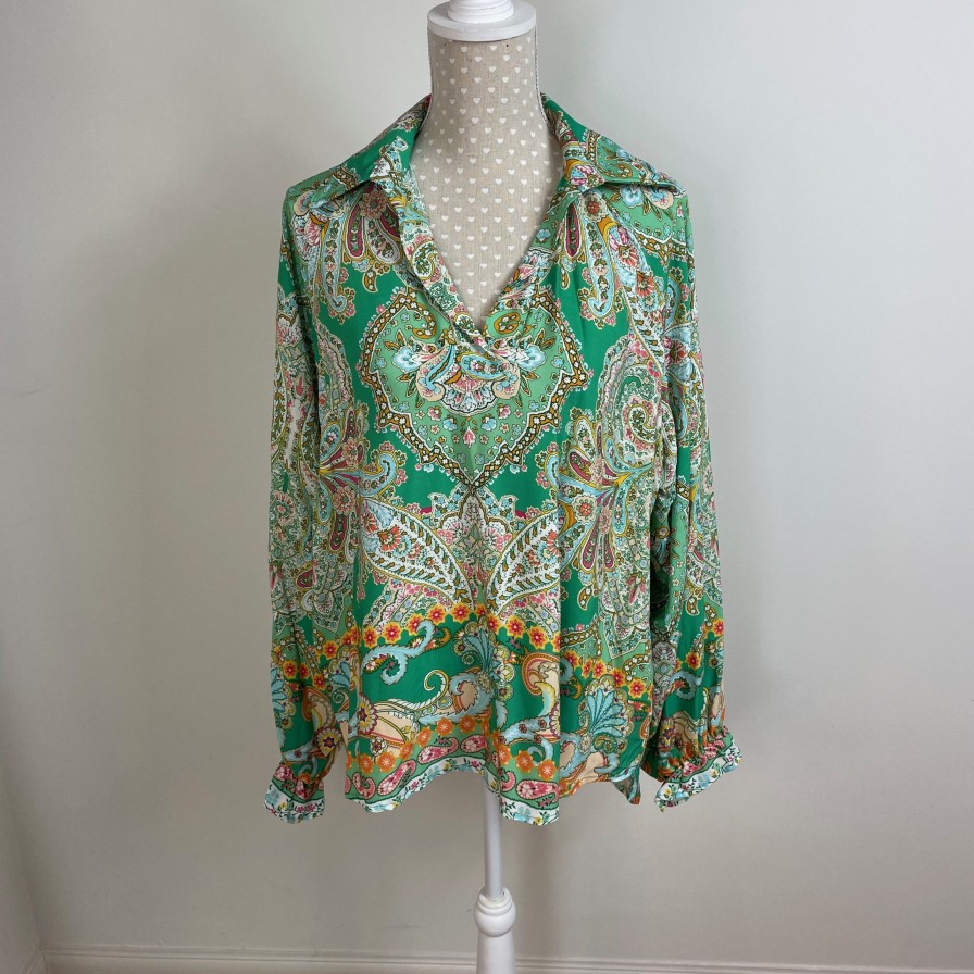 La Maison Blouses And Tops | D.E.C.K. By Decollage Paisley Print Collared Top - La Maison