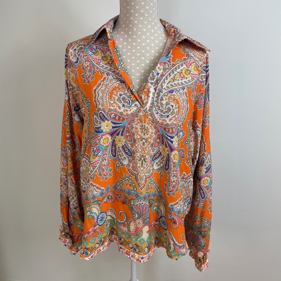 La Maison Blouses And Tops | D.E.C.K. By Decollage Paisley Print Collared Top - La Maison