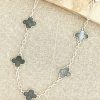 La Maison Necklaces | Envy Short Silver And Pearl Grey Clover Necklace - La Maison