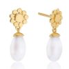 La Maison Earrings | Azuni Drop Pearl And Flower Stud Earrings - La Maison