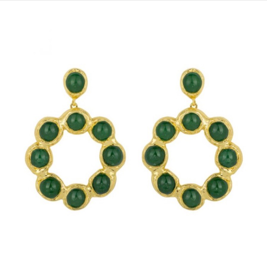 La Maison Earrings | Wanda Hoop Earrings Green Malachite - La Maison