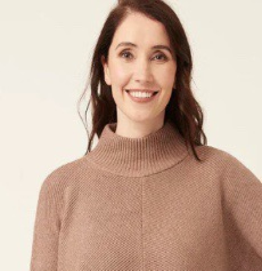 La Maison Knitwear | Taupe Deep Turtle Neck Jumper - La Maison