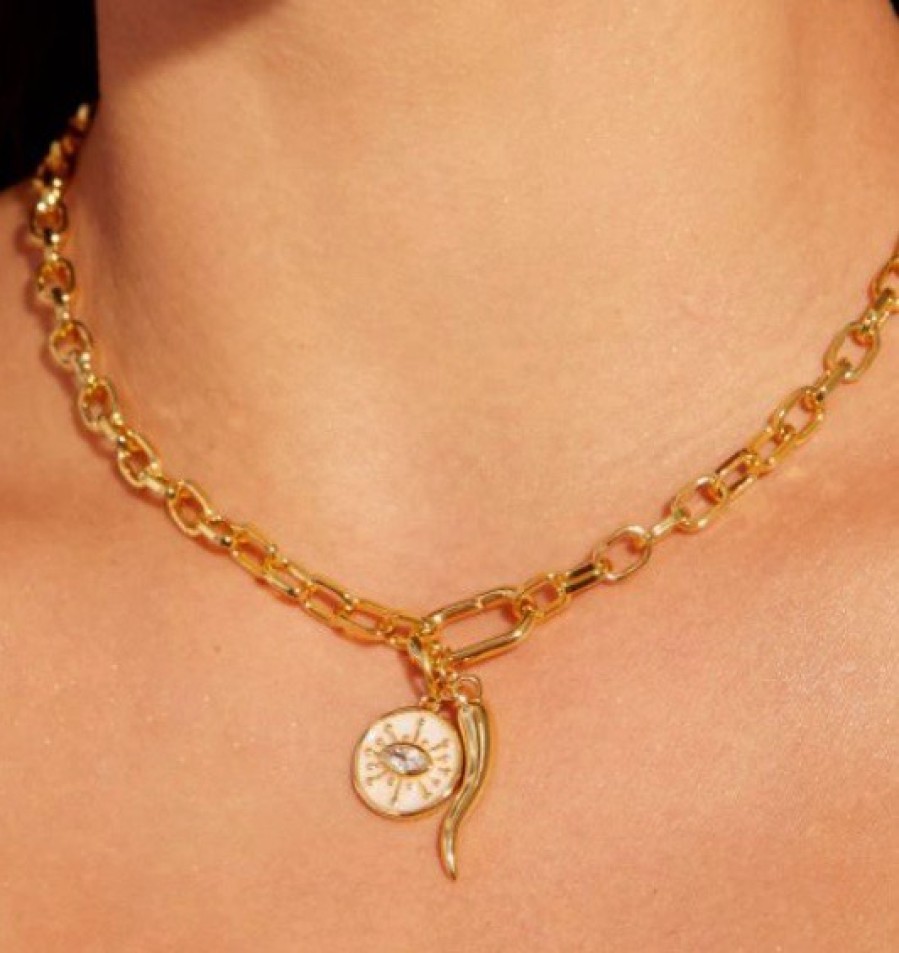 La Maison Necklaces | Occhio Lucky Eye Enamel Coin Charm - La Maison