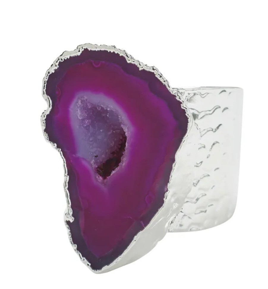 La Maison Rings | Silver Mega Statement Ring Magenta - La Maison