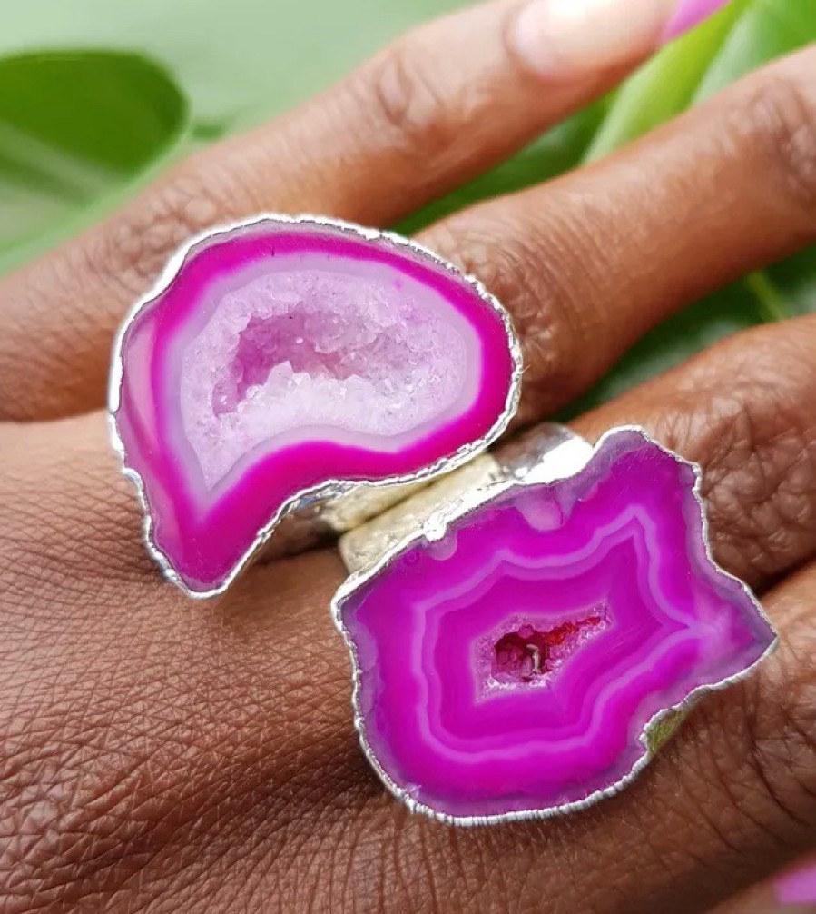 La Maison Rings | Silver Mega Statement Ring Magenta - La Maison