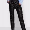 La Maison Trousers | Leather Jogger Style Straight Leg Trousers - La Maison