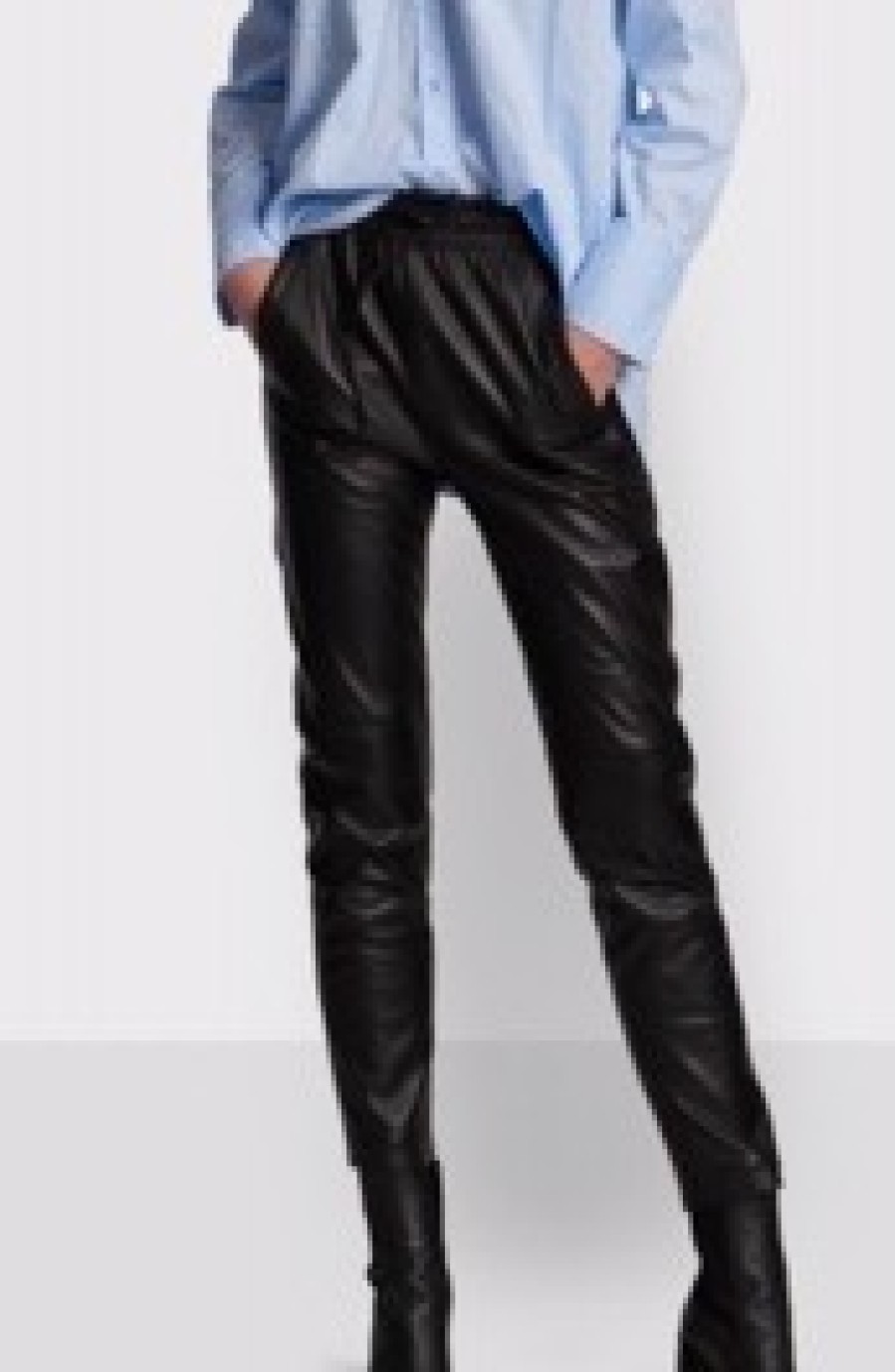 La Maison Trousers | Leather Jogger Style Straight Leg Trousers - La Maison