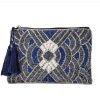 La Maison Accessories | Chrysler Beaded Pouch Navy & Silver - La Maison