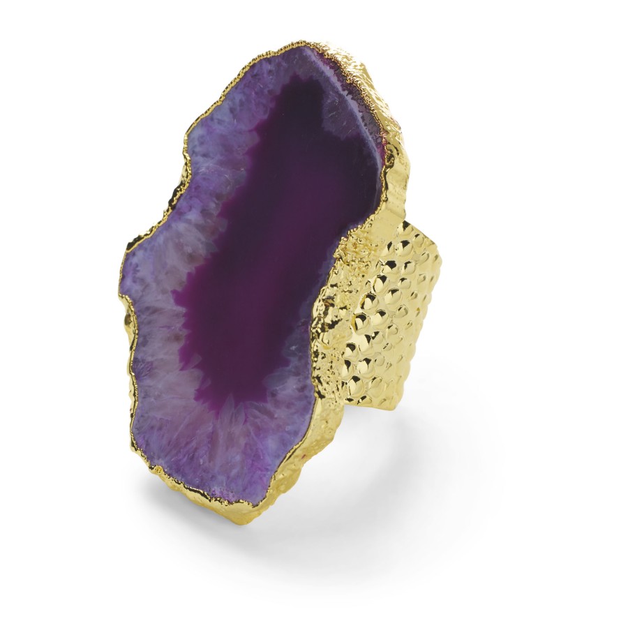 La Maison Rings | Ultra Mega Gemstone Gold Statement Adjustable Ring Purple - La Maison