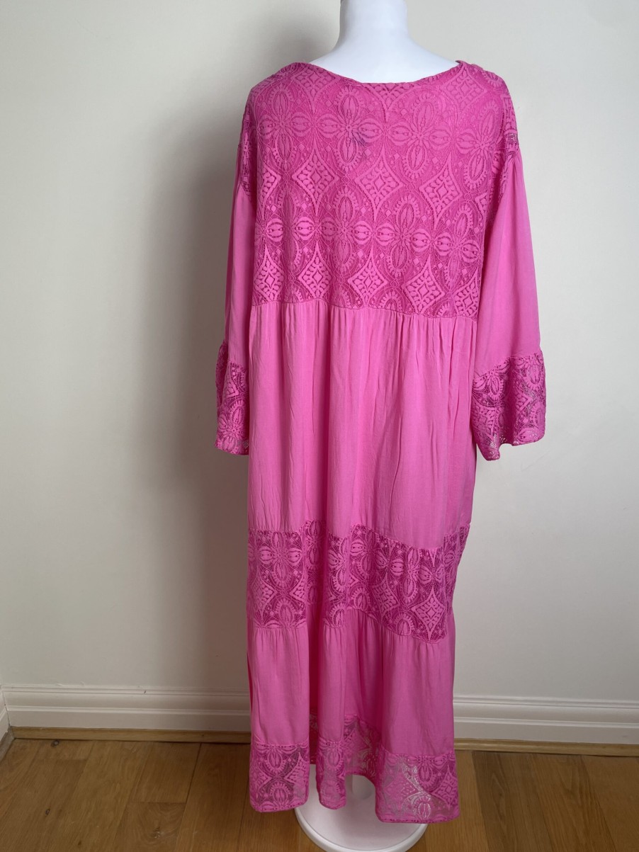 La Maison Dresses And Skirts | Fuschia Embroidery & Lace Tiered Maxi Dress - La Maison