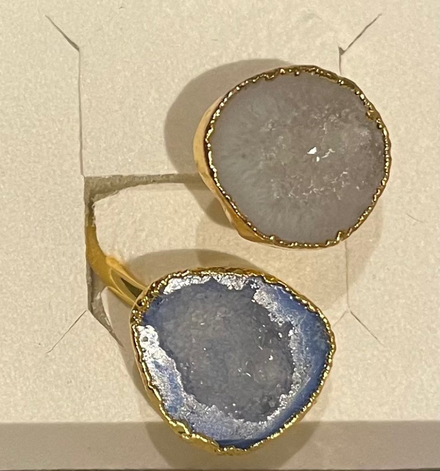 La Maison Rings | Double Semi Precious Blue Gold Ring Adjustable - La Maison