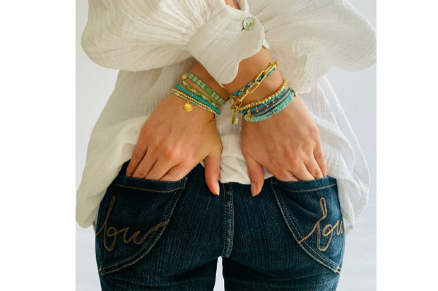 La Maison Bracelets | Boho Betty Matira Blue Beaded Friendship Bracelet - La Maison