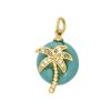 La Maison Necklaces | Turquoise Button Charm With Cubic Zirconia In Or La Maison