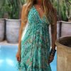 La Maison Dresses And Skirts | Sophia Alexia Aqua Pebbles Silk Mini Ibiza Dress - La Maison