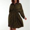 La Maison Dresses And Skirts | Curve Cheetah Print Shirred Waist Shirt Dress - La Maison