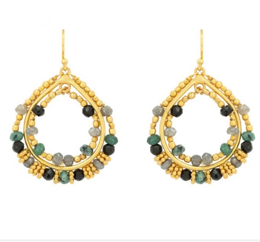 La Maison Earrings | Coralie Earrings - Available In Green/Black Or Labrodite - La Maison